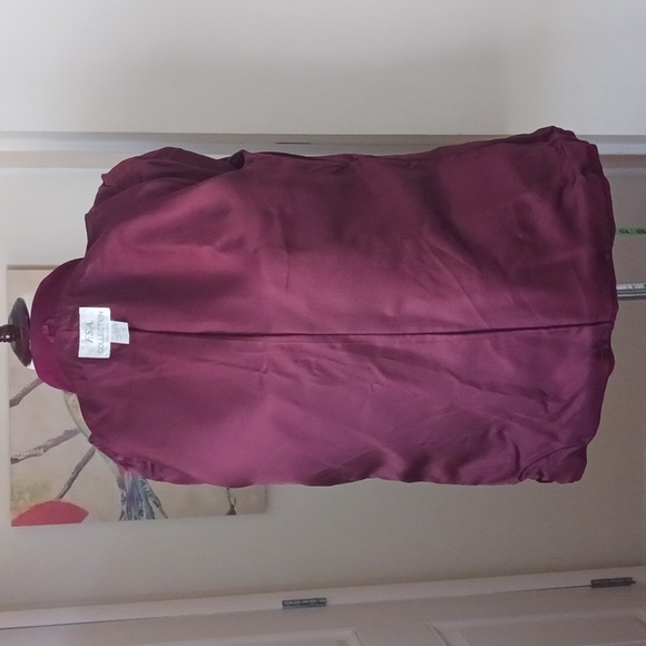 F.S.A. Collection blazer jacket notched collar v-neck long sleeve burgundy 12 - Picture 7 of 9